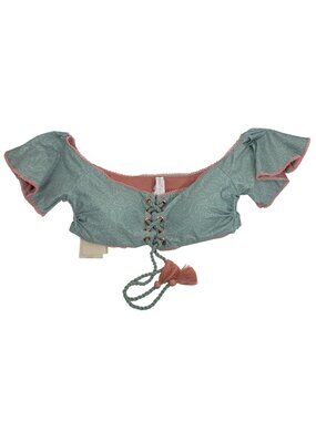 NWT Cosita Linda Womens Off-Shoulder Bra Swimwear Top Tassel Lace-Up Size M/34